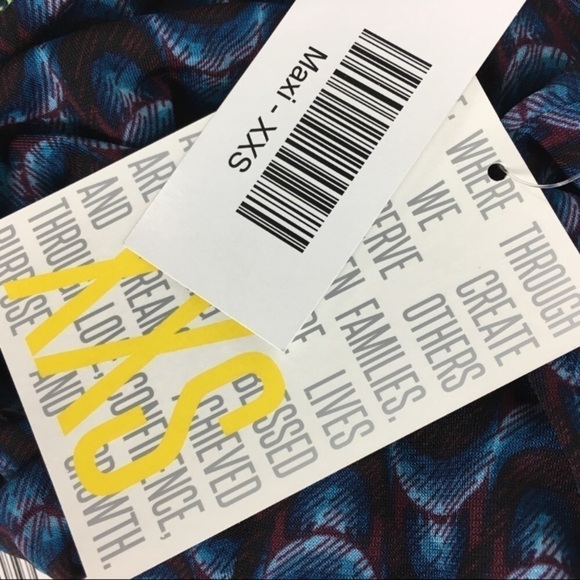 LULAROE Maxi Skirt Retro Mod Geo 60s 70s Disco Burgundy Blue Black Size XXS NWT - Picture 7 of 11